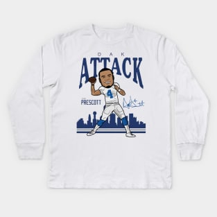 Dak Prescott Dallas Toon Kids Long Sleeve T-Shirt